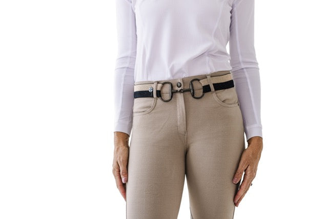 Women's Bit Buckle Glitter Belt - Black Gold