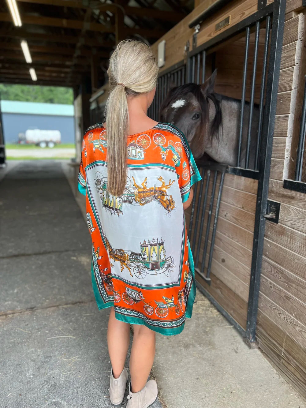 Carriage Kaftan Equestrian Mini Dress