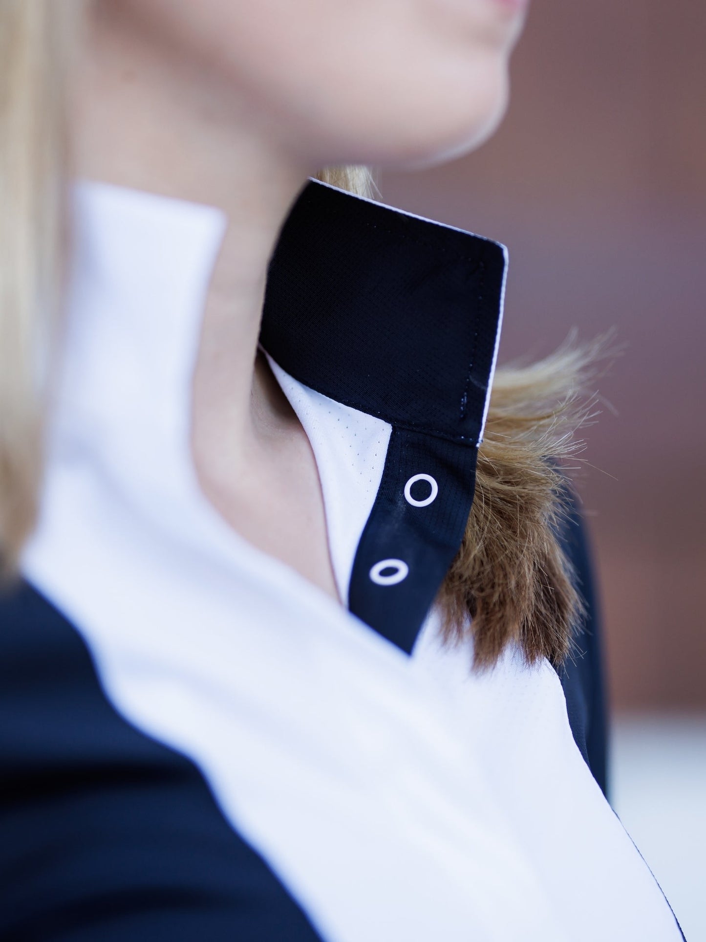 Girls "Luna II" Black Self-Trim Long Sleeve Performance Show Shirt