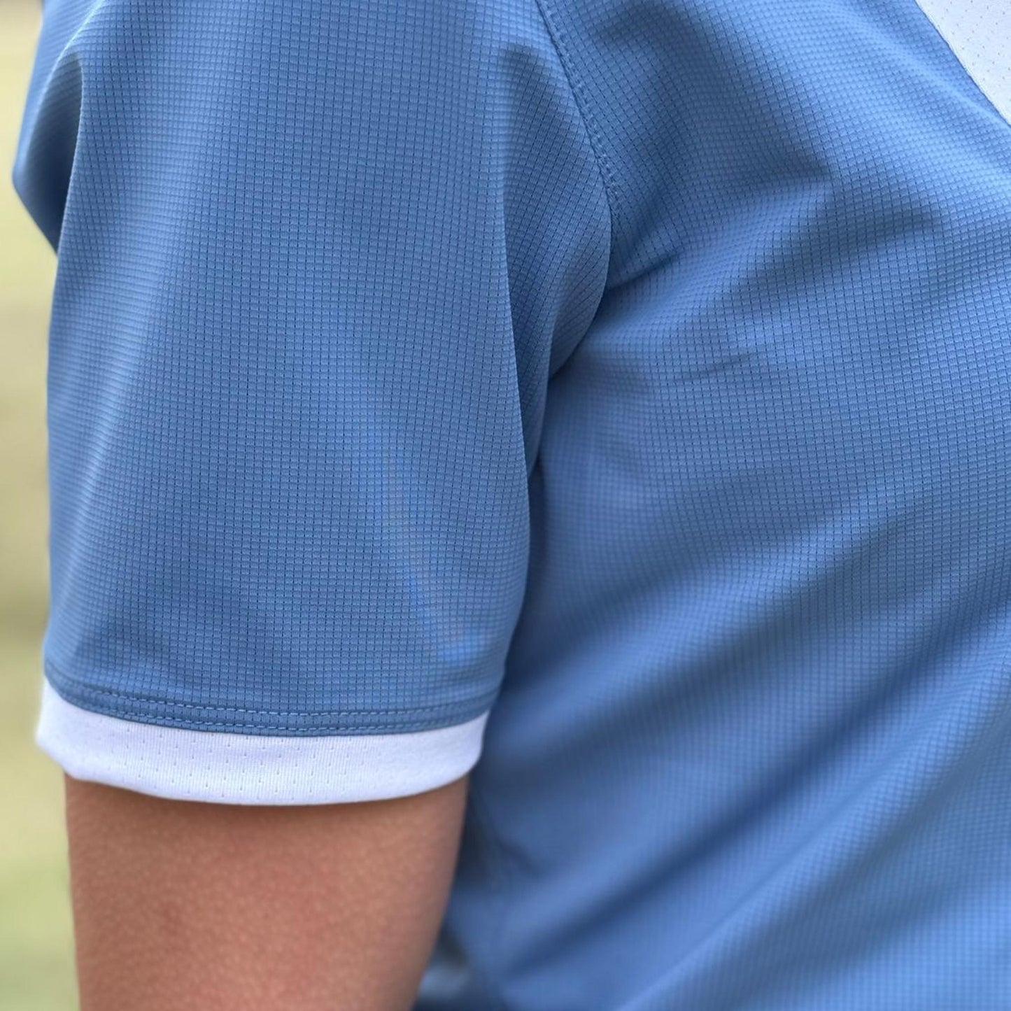 Girls "Luna II" Blue Self-Trim Short Sleeve Performance Show Shirt