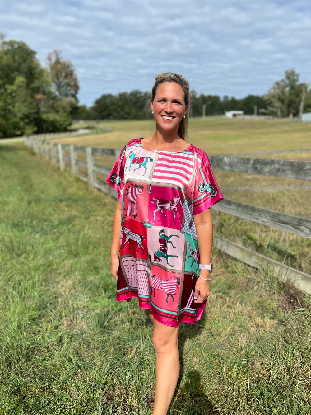 Pink Kaftan Equestrian Mini Dress