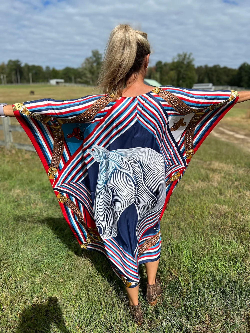 USA Kaftan Equestrian Long Dress