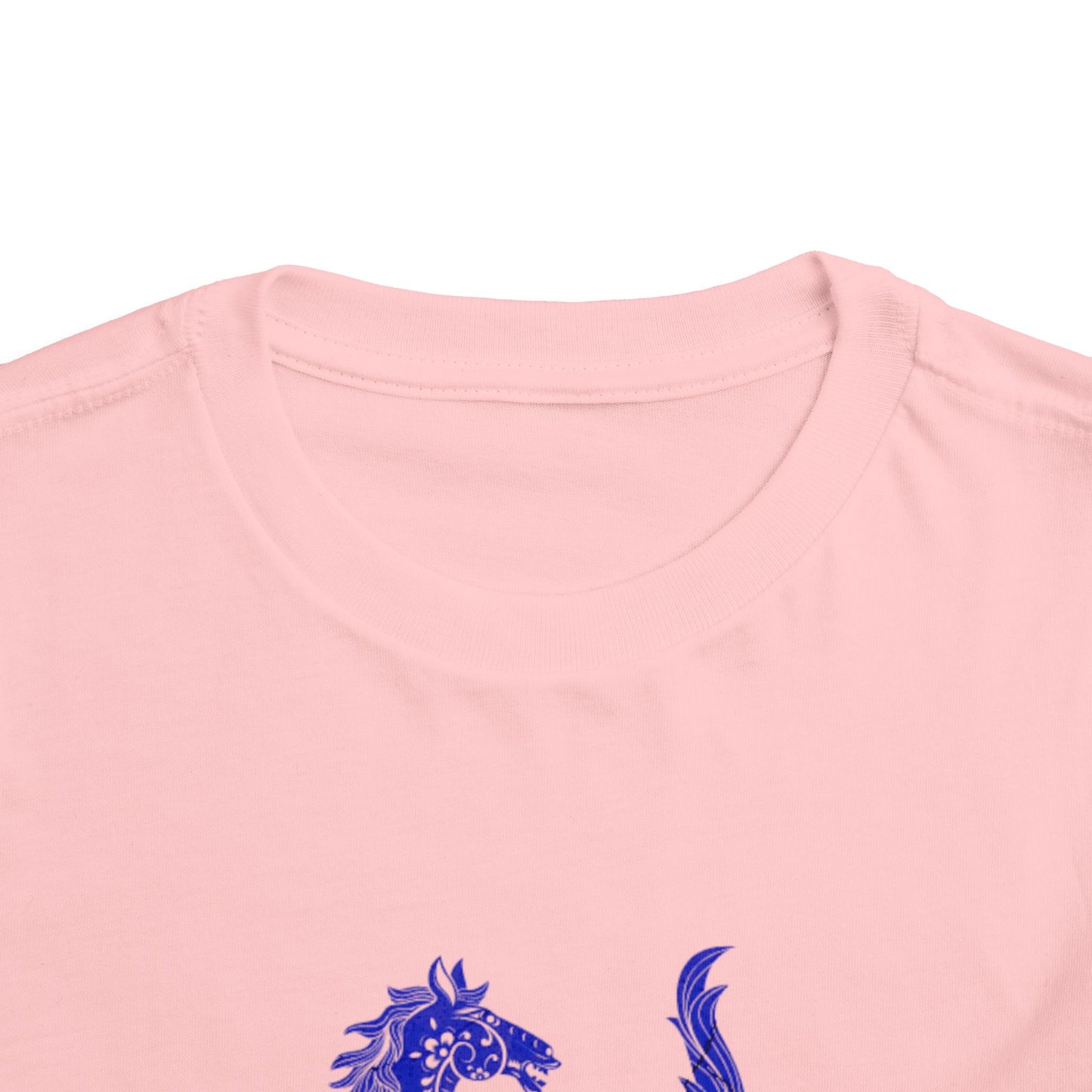 Horse Girl Toddler Tee — Blue Decorative Horse Graphic