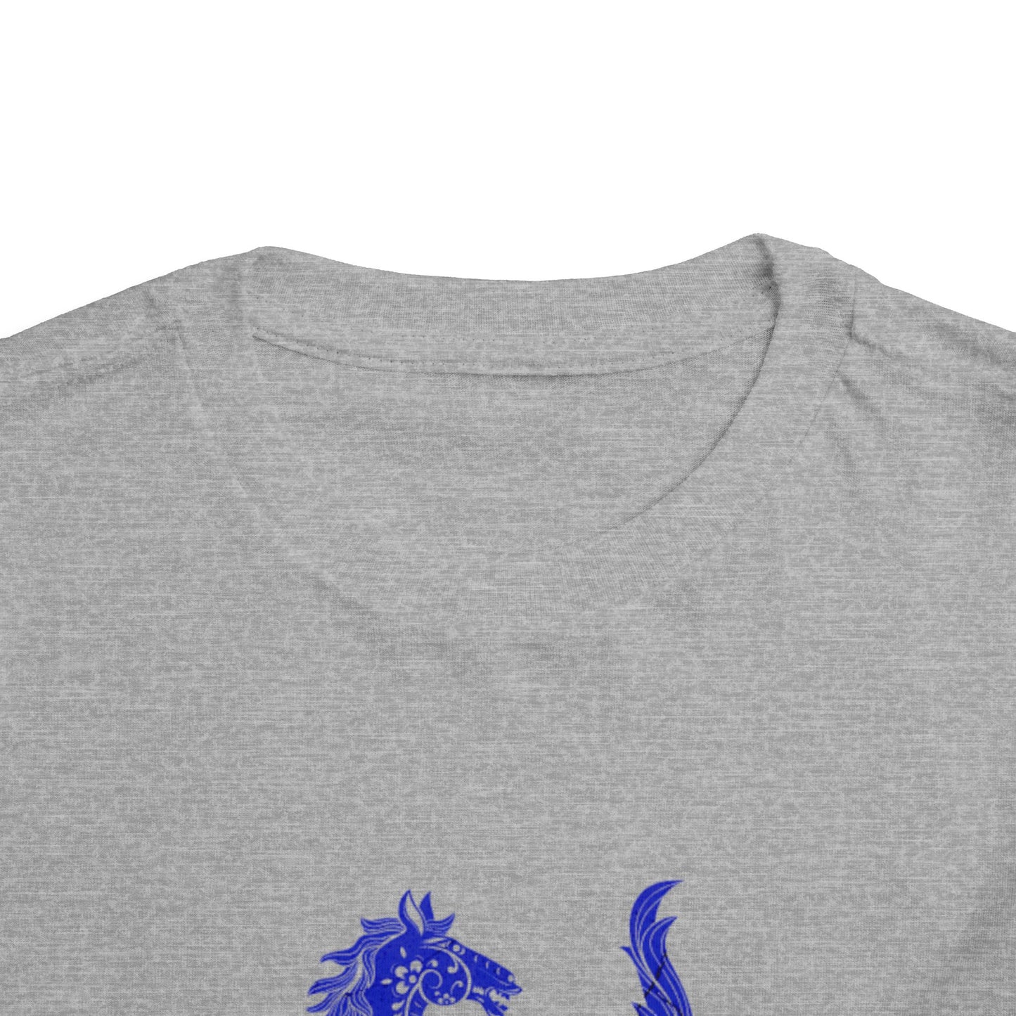 Horse Girl Toddler Tee — Blue Decorative Horse Graphic