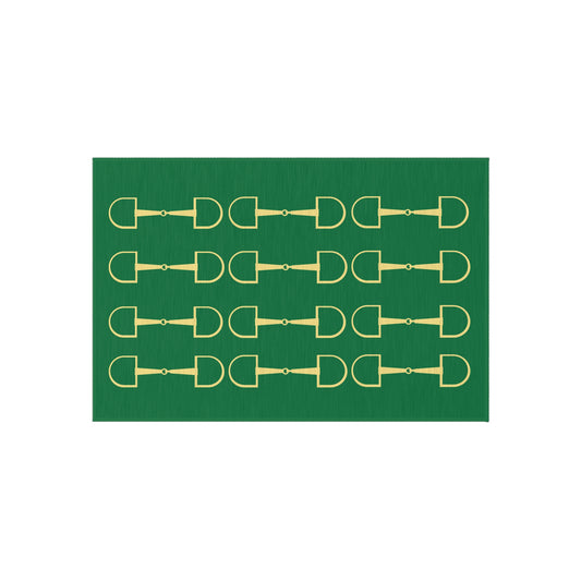 Equestrian Bits Outdoor Rug — Rich-Colored Horse-Themed Patio Mat