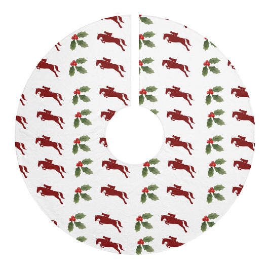 Equestrian Christmas Tree Skirt — 'Jumping Horses' English Riding Design