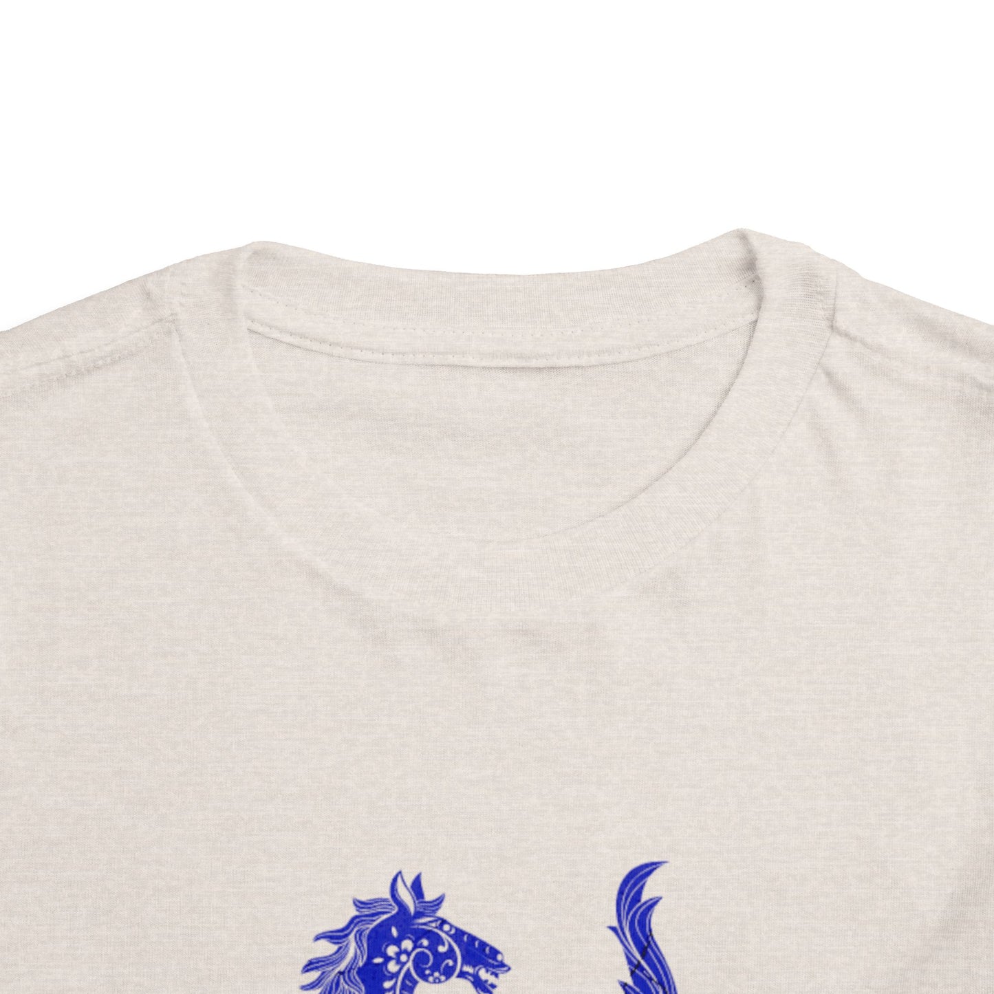 Horse Girl Toddler Tee — Blue Decorative Horse Graphic
