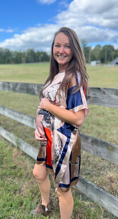 Double Horse Kaftan Equestrian Mini Dress