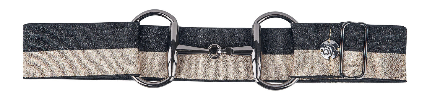Women's Bit Buckle Glitter Belt - Black Gold