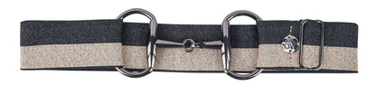 Women's Bit Buckle Glitter Belt - Black Gold