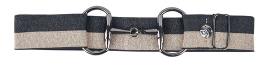 Women's Bit Buckle Glitter Belt - Black Gold