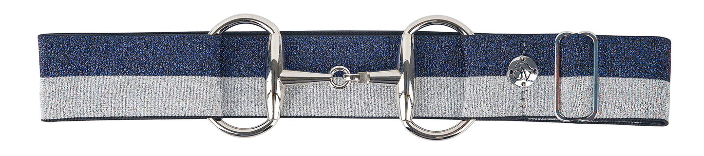 Women's Bit Buckle Glitter Belt - Navy Silver