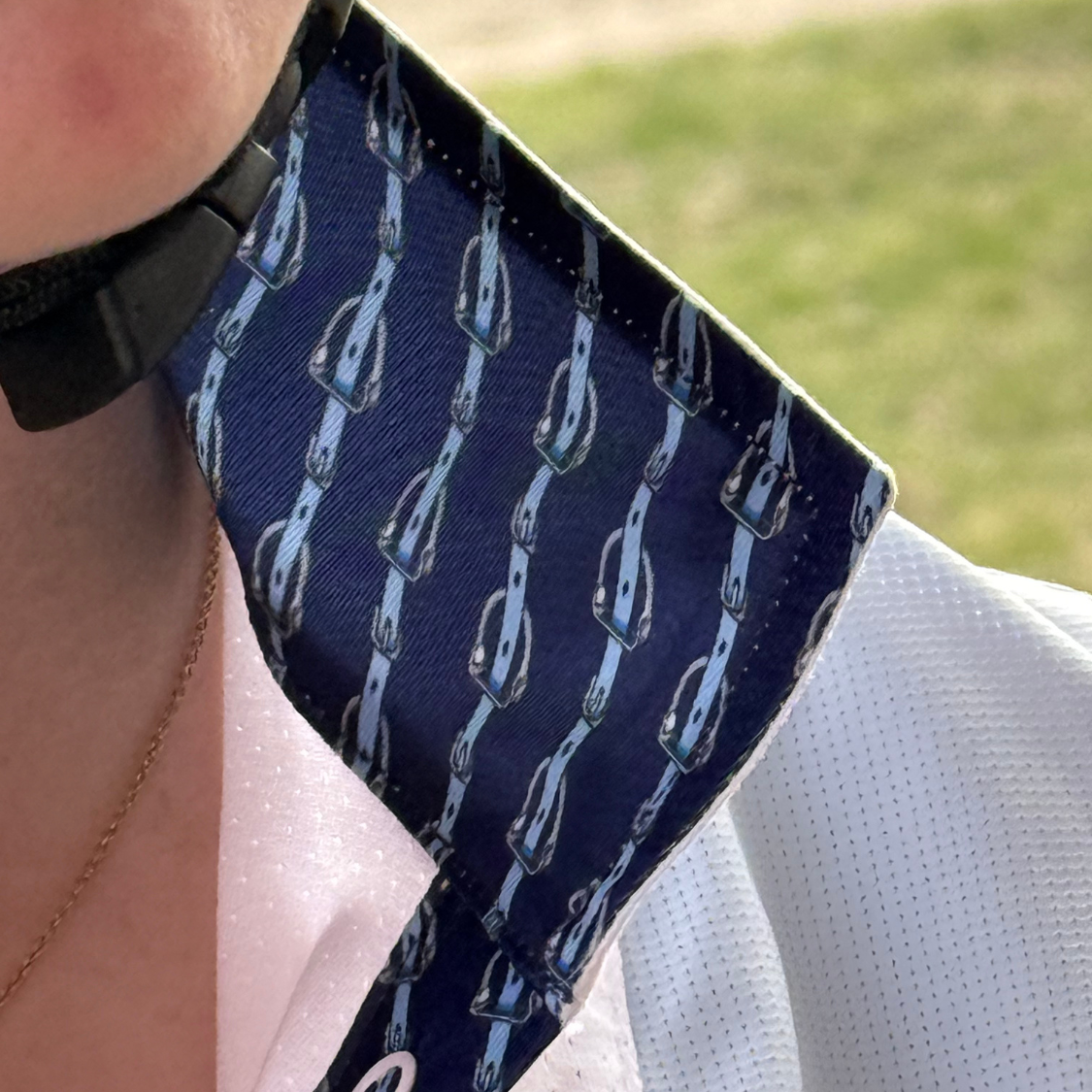 Ladies "Luna II" Light Blue Short Sleeve Performance Show Shirt with Stirrups Trim