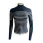 French Stripe Performance Mock Neck In Dark Navy/ White Stripe