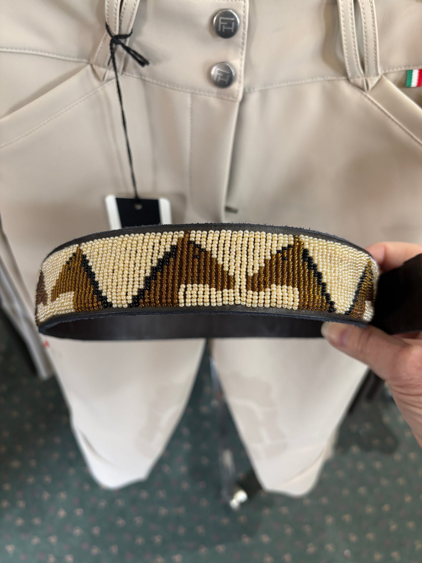 Handmade Kenyan Beaded Belt- Horse Talk 1.5"