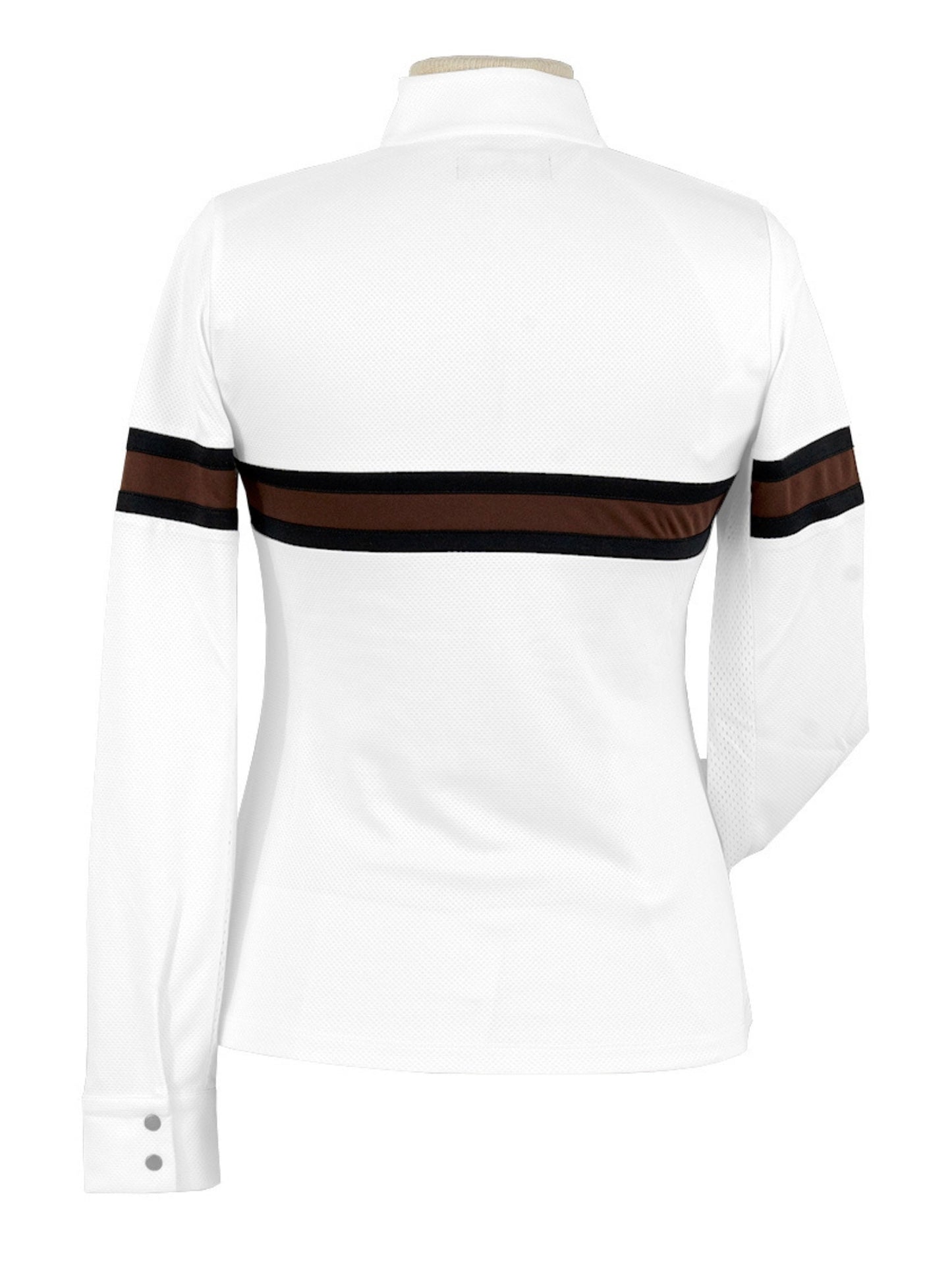 Cambridge Ladies Long Sleeve Show Shirt - White with Black & Chocolate