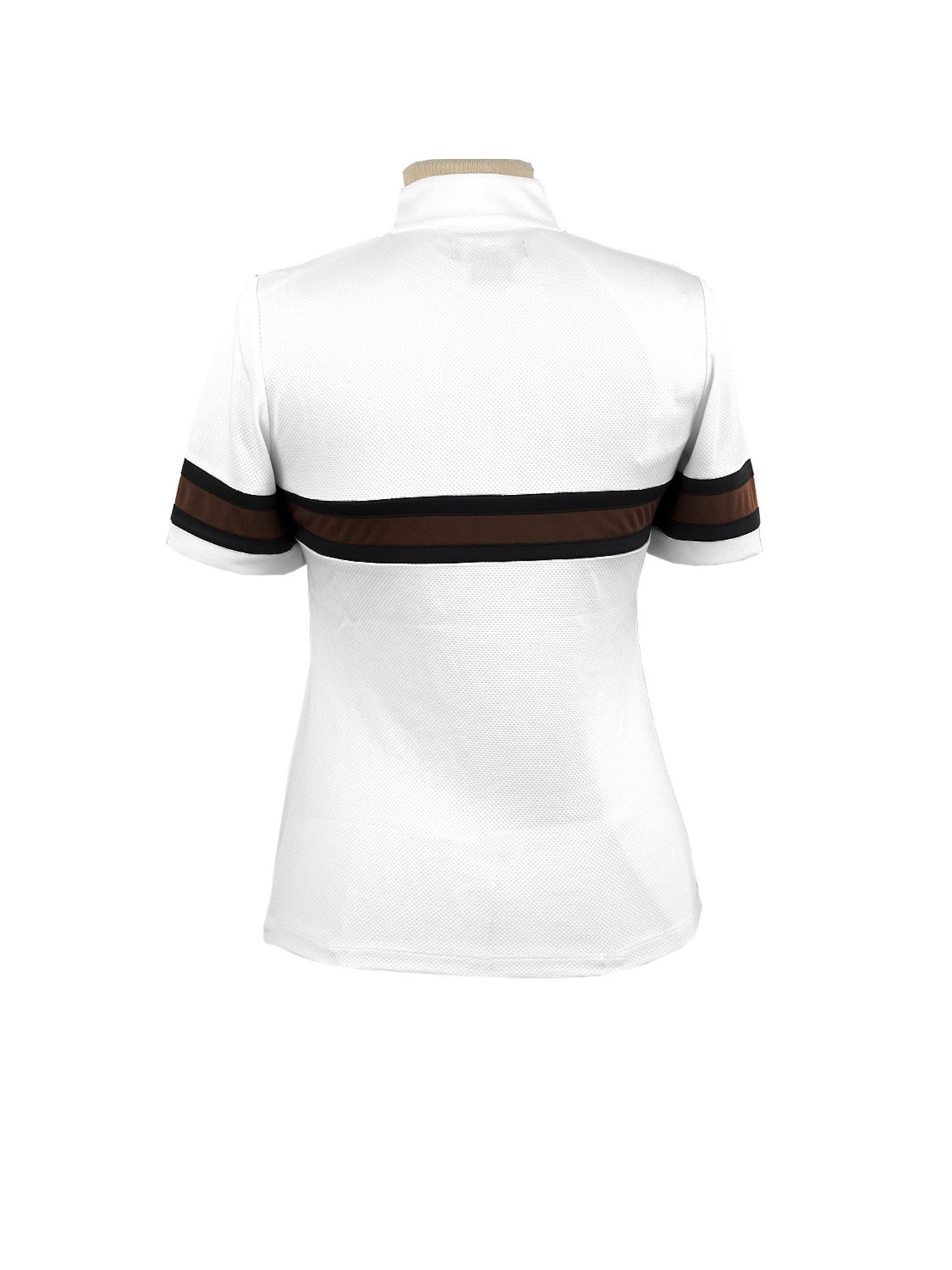 Cambridge Ladies Short Sleeve Show Shirt - White with Black & Chocolate