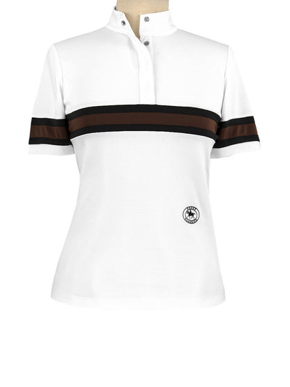 Cambridge Ladies Short Sleeve Show Shirt - White with Black & Chocolate