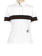 Cambridge Ladies Short Sleeve Show Shirt - White with Black & Chocolate
