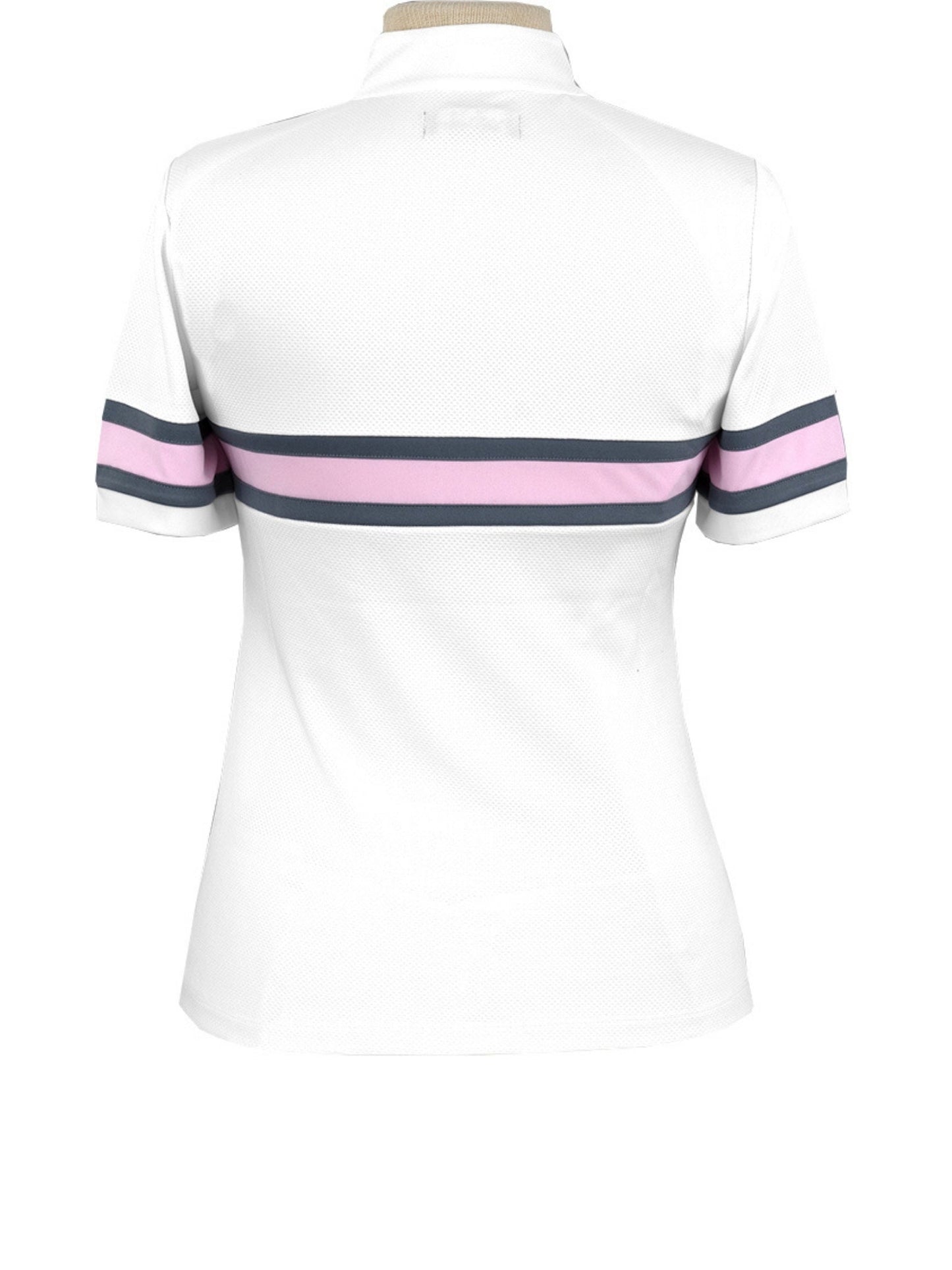 Cambridge Ladies Short Sleeve Show Shirt - White with Grey & Pink