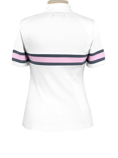 Cambridge Ladies Short Sleeve Show Shirt - White with Grey & Pink