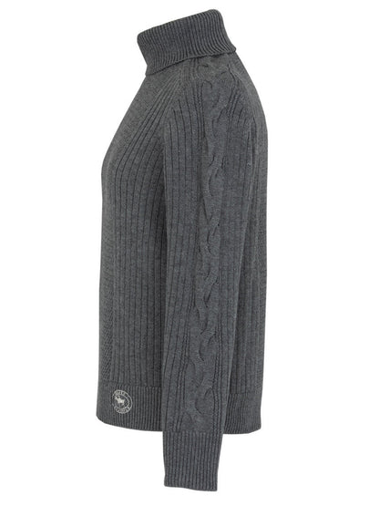 Laced Rein Cable Knit Sweater - Charcoal