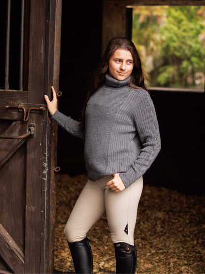 Laced Rein Cable Knit Sweater - Charcoal