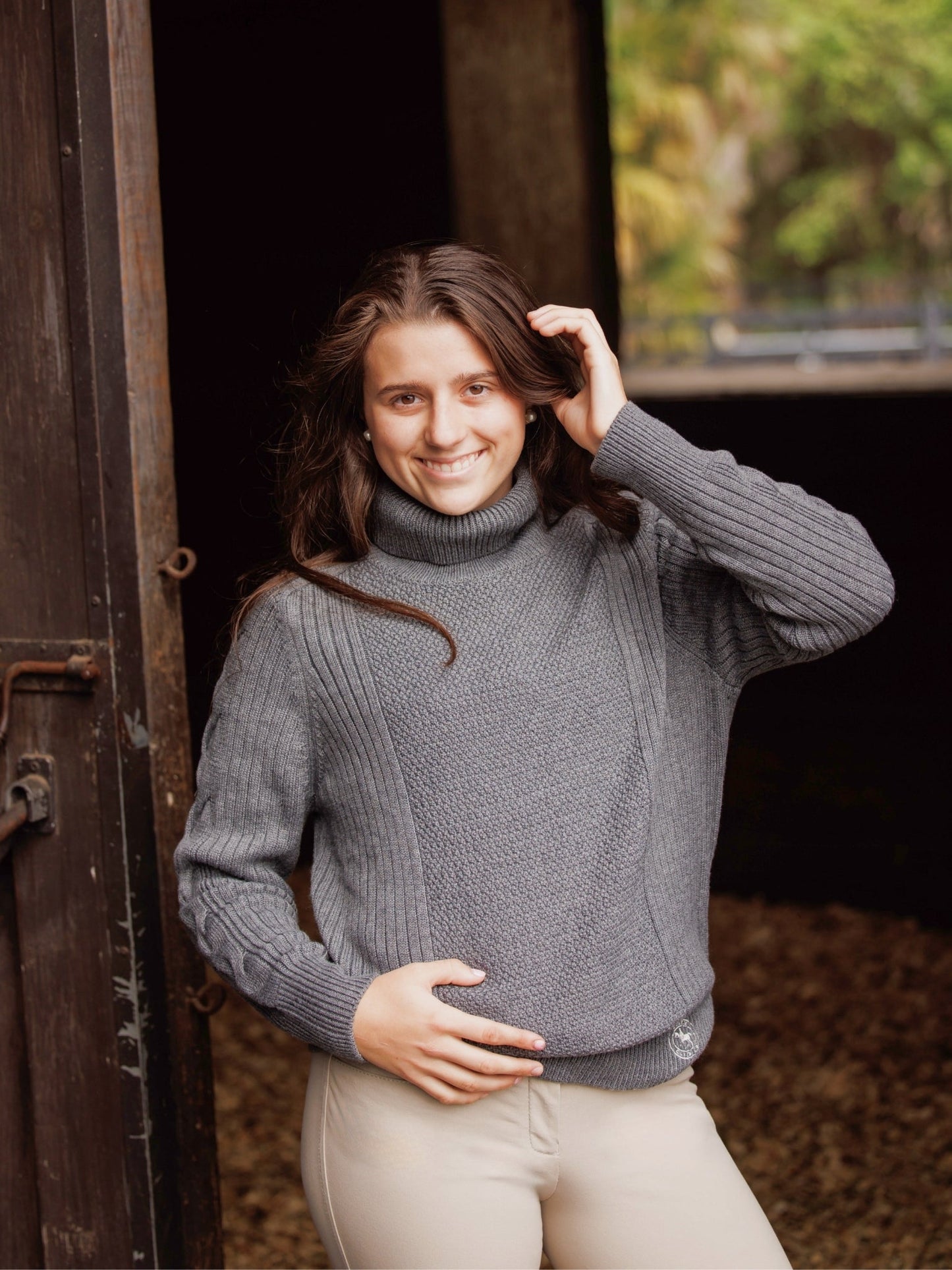 Laced Rein Cable Knit Sweater - Charcoal