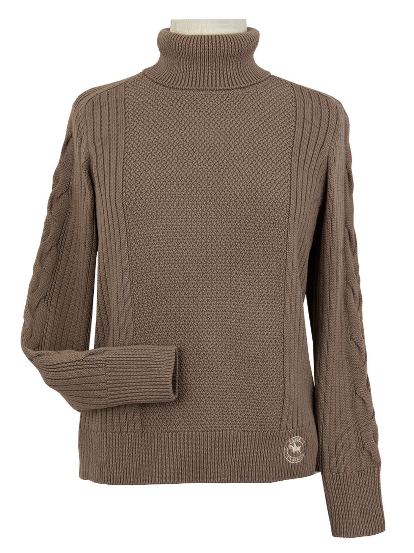 Laced Rein Cable Knit Sweater - Tan