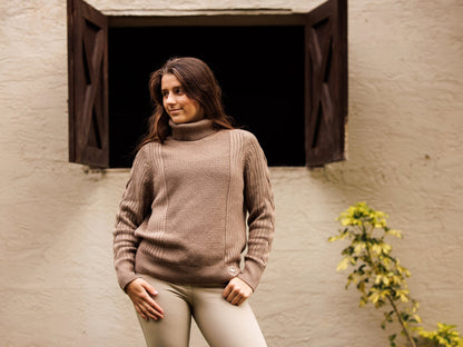 Laced Rein Cable Knit Sweater - Tan