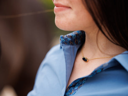 Dora II Schooling Shirt - Blue with Golden Snaffle Trim