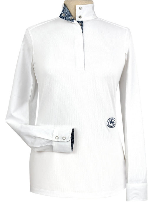 Hampton Lattice Ladies Talent Yarn Straight Collar Long Sleeve Show Shirt
