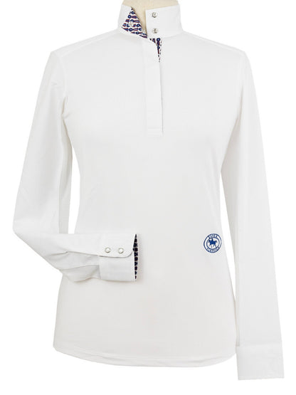 Tricolor Ladies Talent Yarn Straight Collar Long Sleeve Show Shirt