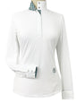 Geometric Ladies Talent Yarn Straight Collar Long Sleeve Show Shirt - Green