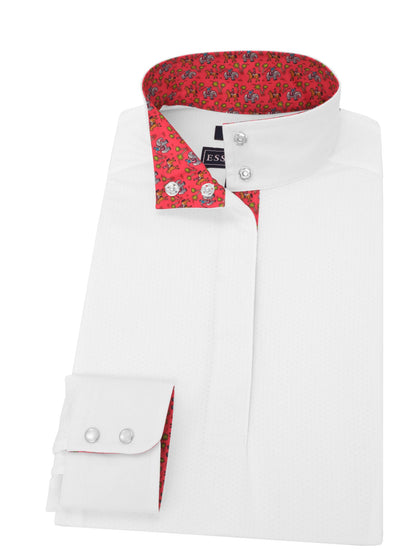 Safari Red Ladies Talent Yarn Straight Collar Long Sleeve Show Shirt
