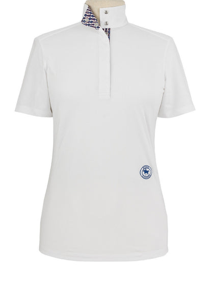 Tricolor Ladies Talent Yarn Straight Collar Short Sleeve Show Shirt