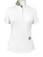 Geometric Ladies Talent Yarn Straight Collar Short Sleeve Show Shirt - Black