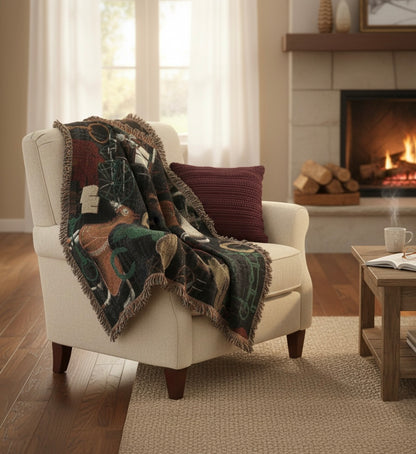 Equestrian Vintage Woven Throw Blanket