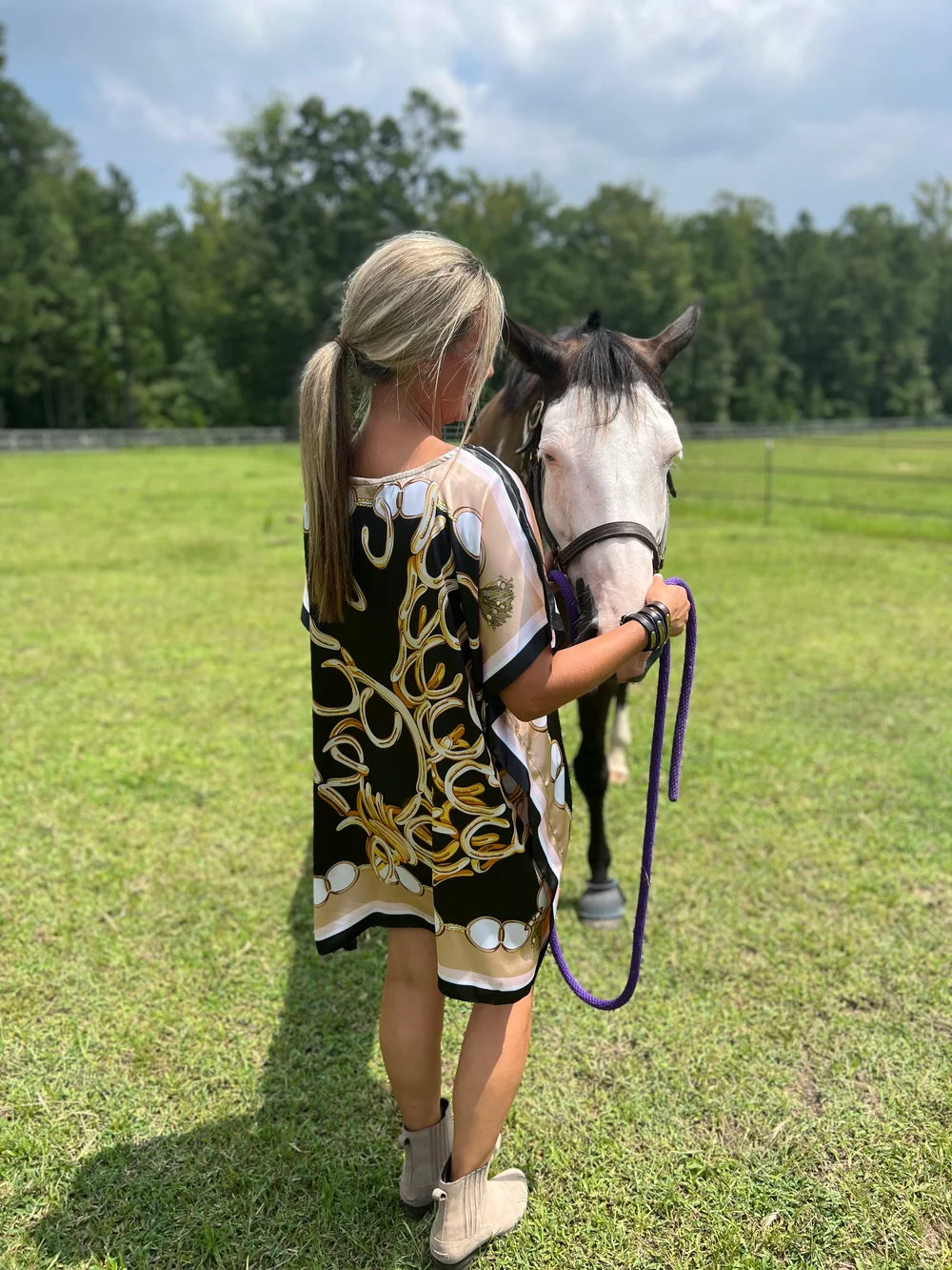 Horseshoe Kaftan Equestrian Mini Dress