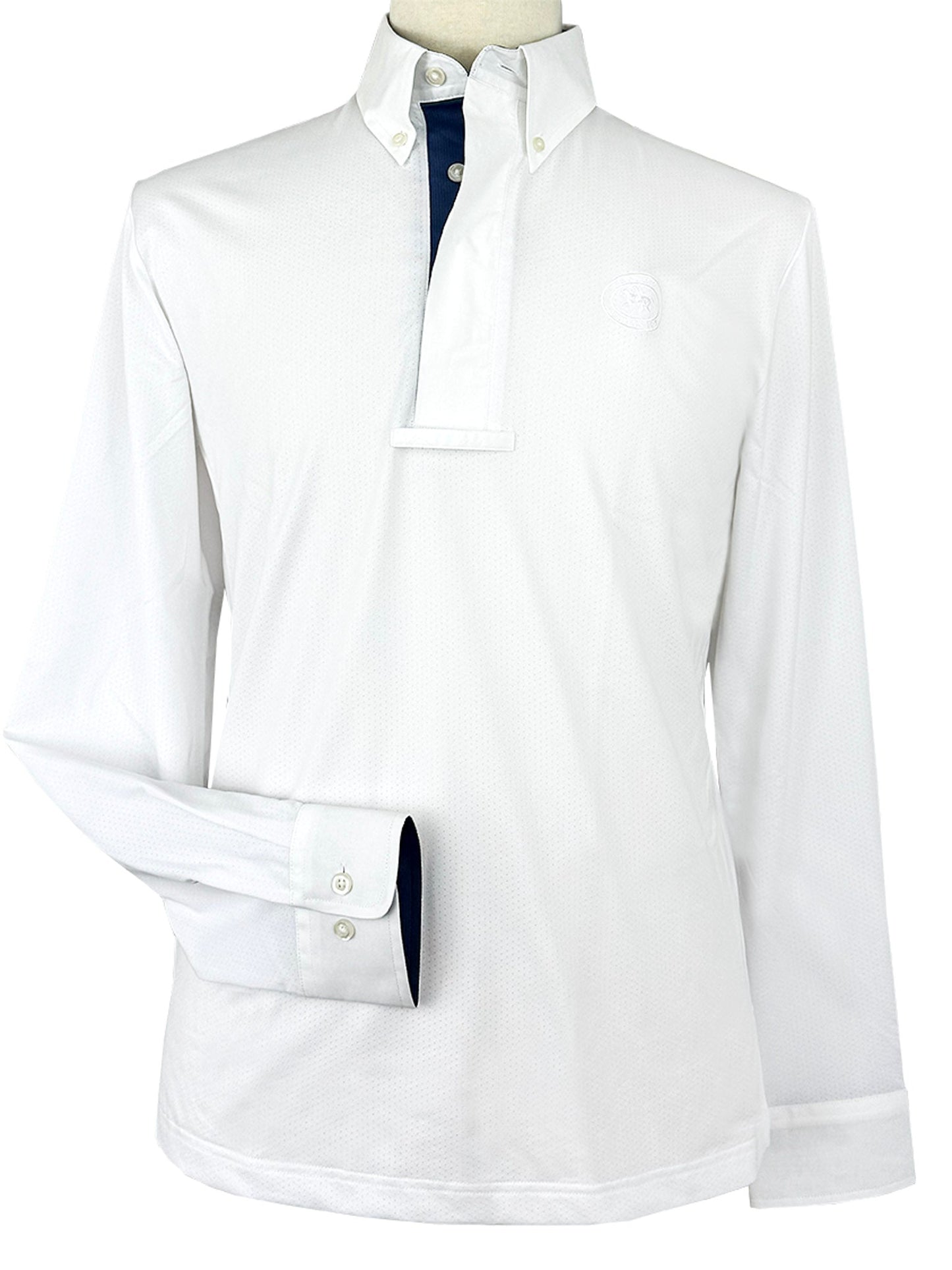 Men's Marine Blue Self Trim Talent Yarn Long Sleeve Show Shirt