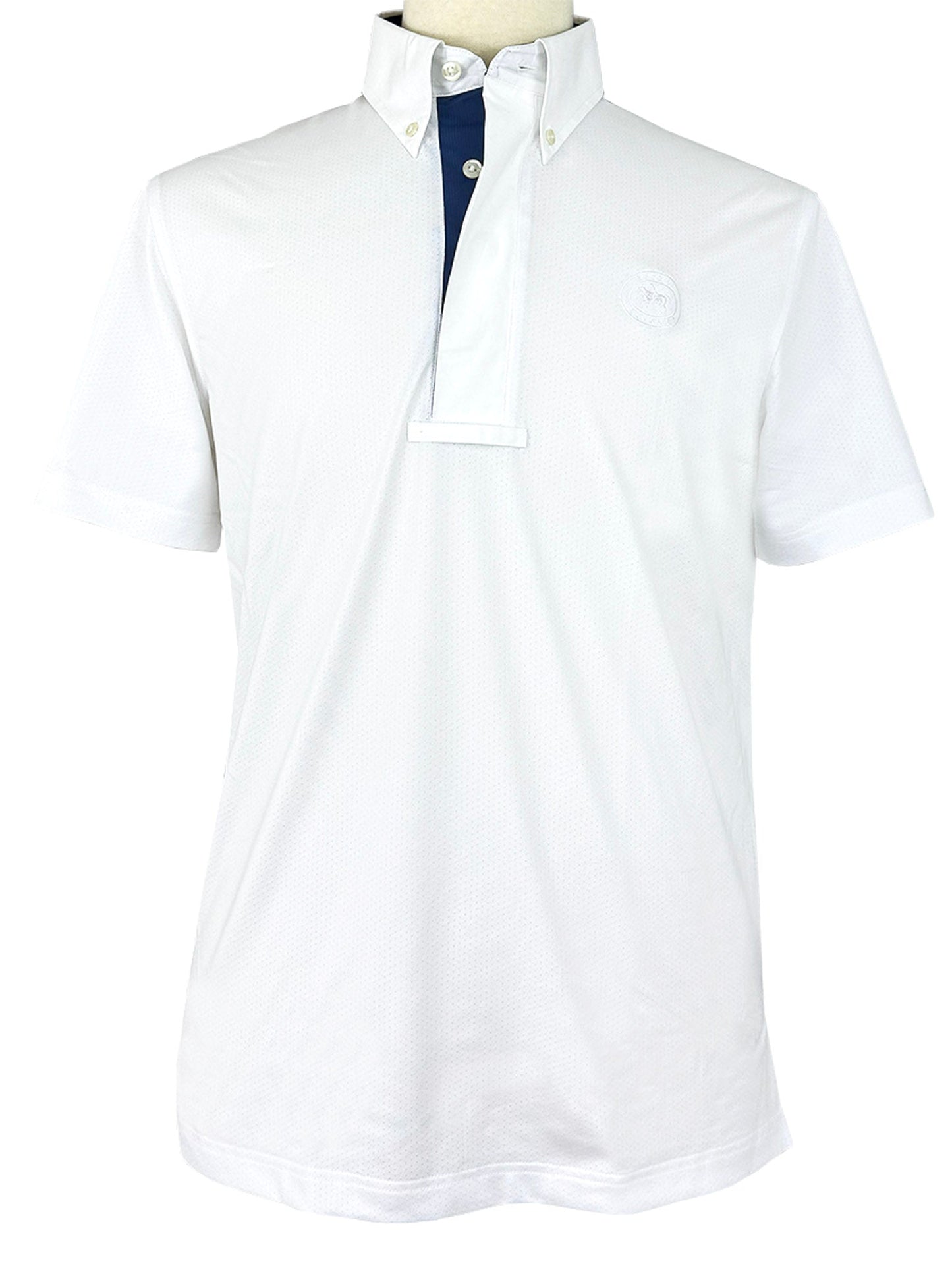 Men's Marine Blue Self Trim Talent Yarn Short Sleeve Show Shirt