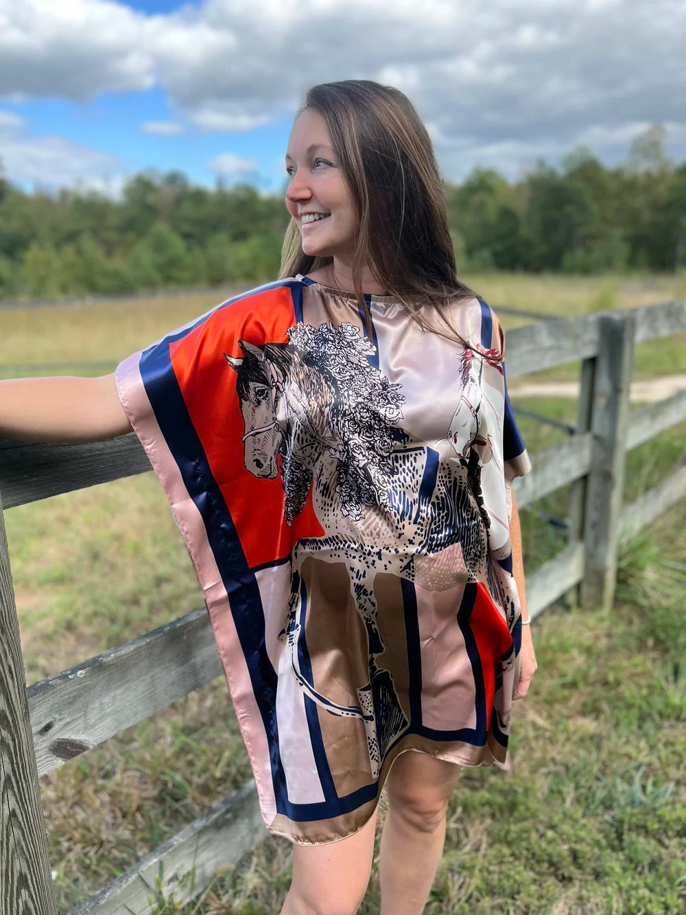 Double Horse Kaftan Equestrian Mini Dress