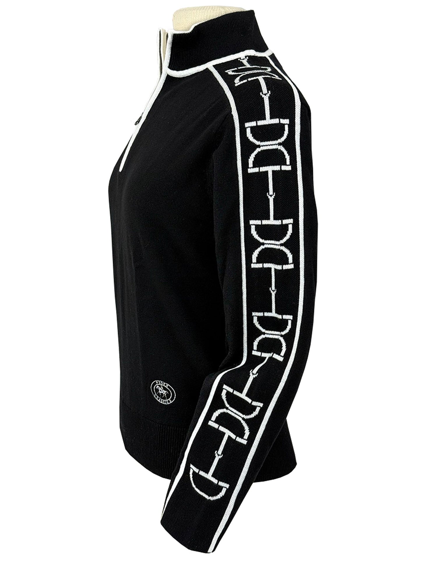 Polished Bit Quarter Zip Sweater - Black