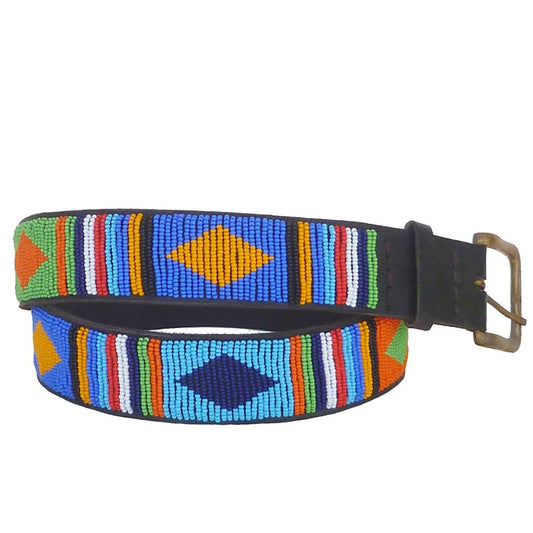 Handmade Kenyan Beaded Belt- Diamond Multi