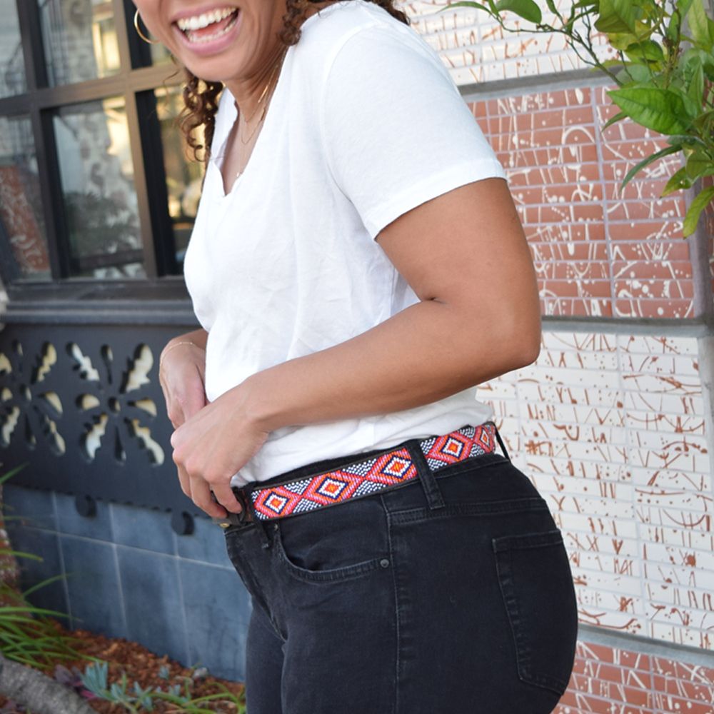 Handmade Kenyan Beaded Belt- Brenda Pink