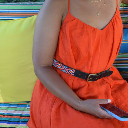 Handmade Kenyan Beaded Belt- Brenda Pink