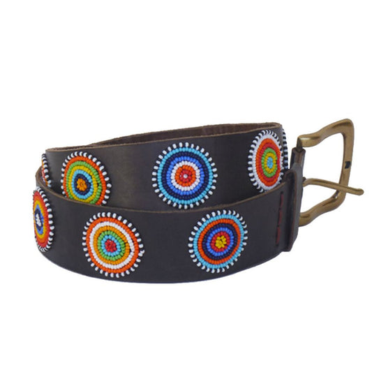 Handmade Kenyan Beaded Belt- Multi Circles