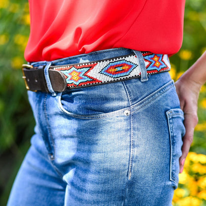 Handmade Kenyan Beaded Belt- Star Cowboy