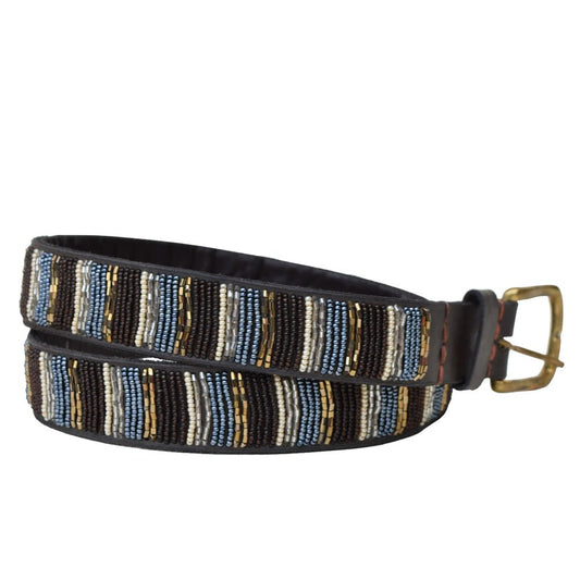 Handmade Kenyan Beaded Belt- Vertical Metallic