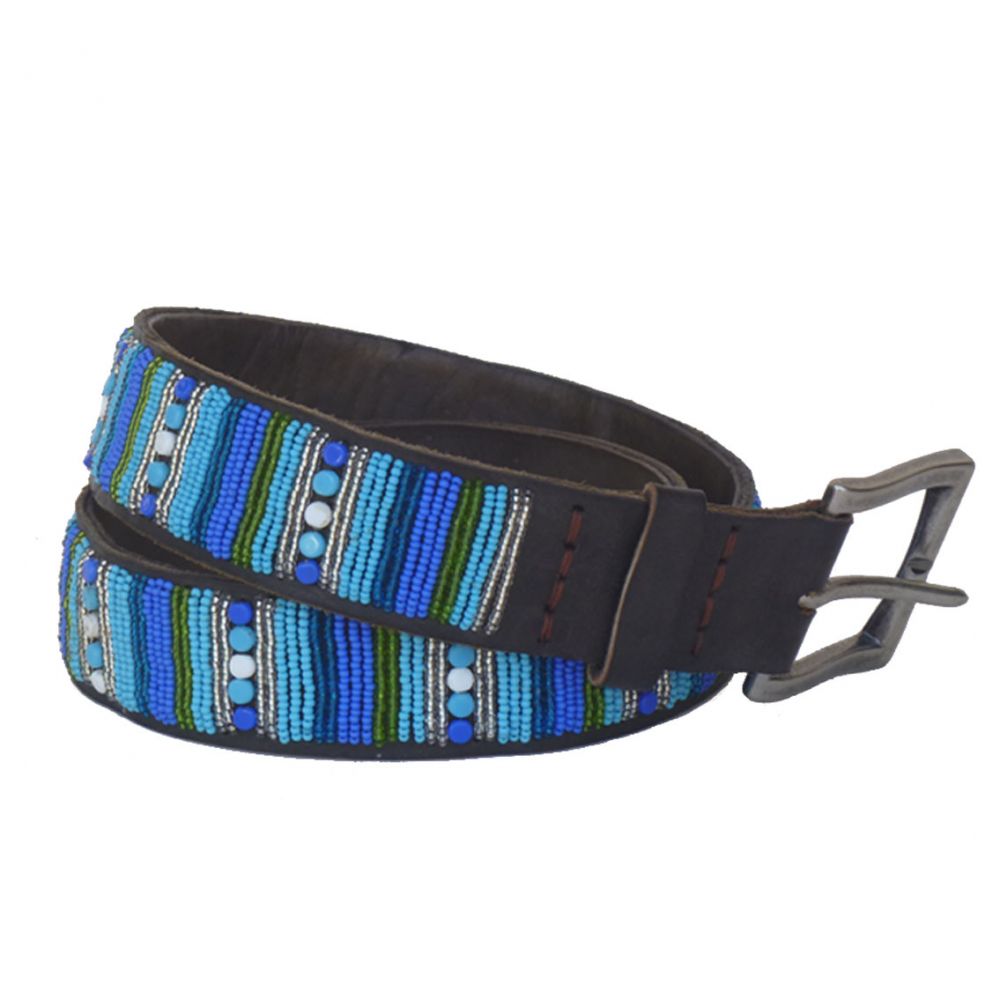 Handmade Kenyan Beaded Belt- Aqua Macho – The Boot & Bridle